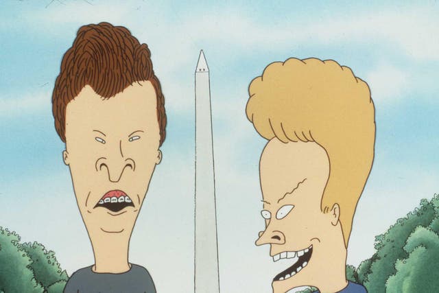 ‘It looks like a giant...’: Beavis (right) and Butt-Head sniggering at the Washington Monument. The show was first aired on MTV on 8 March 1993