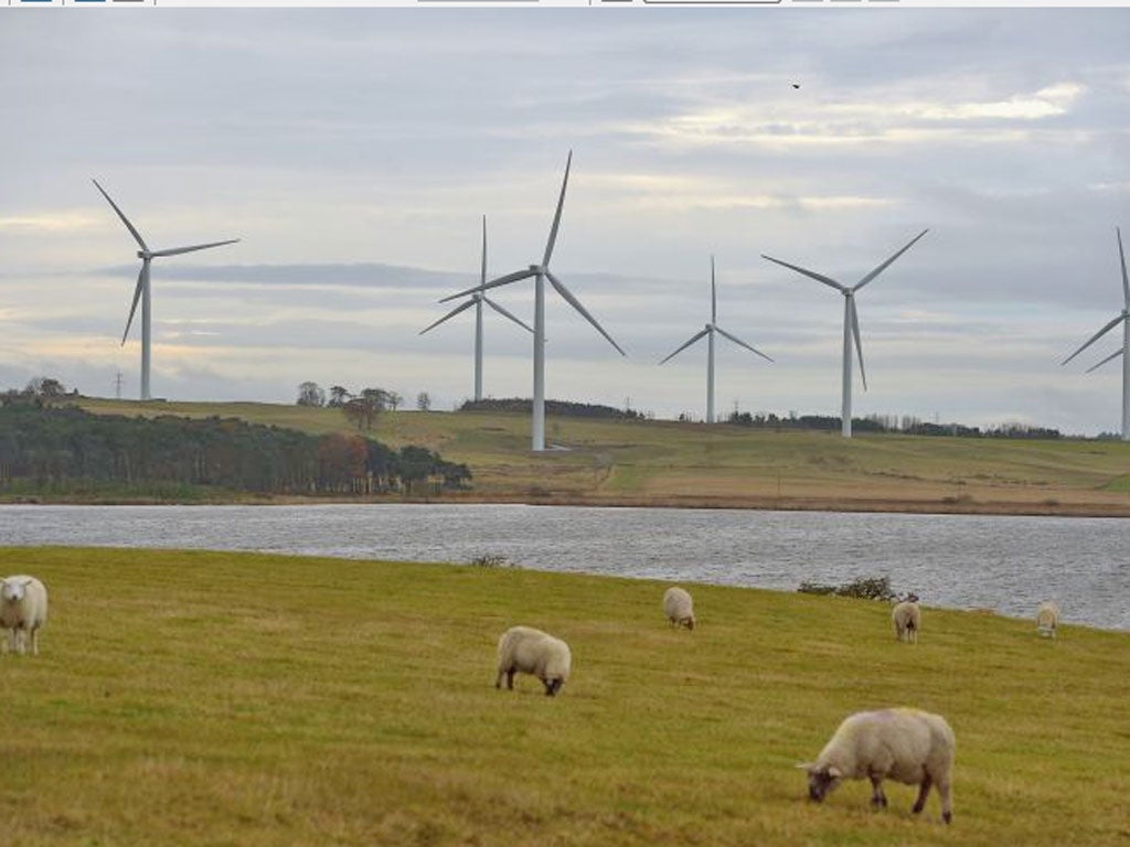 Wind turbines close by Mossmorran Ethleyne Plant