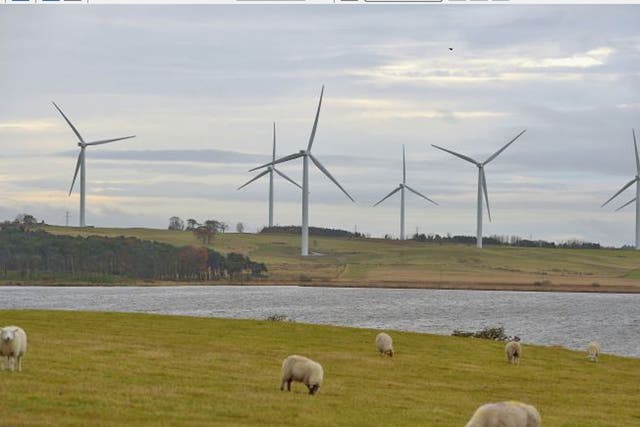 Wind turbines close by Mossmorran Ethleyne Plant 