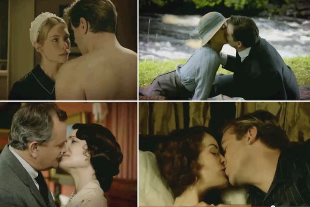 From top left: Branson and the new maid; Mr and Mrs Bates; Earl and Countess Grantham; and Lady Mary and Matthew Crawley
