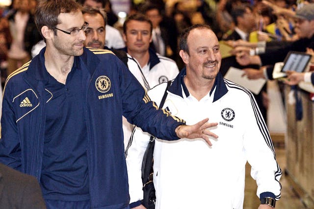 Rafa Benitez and Chelsea were greeted by adoring fans on arrival in Japan