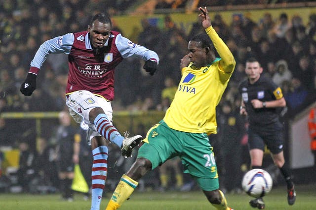 Christian Benteke fires Aston Villa’s fourth goal last night