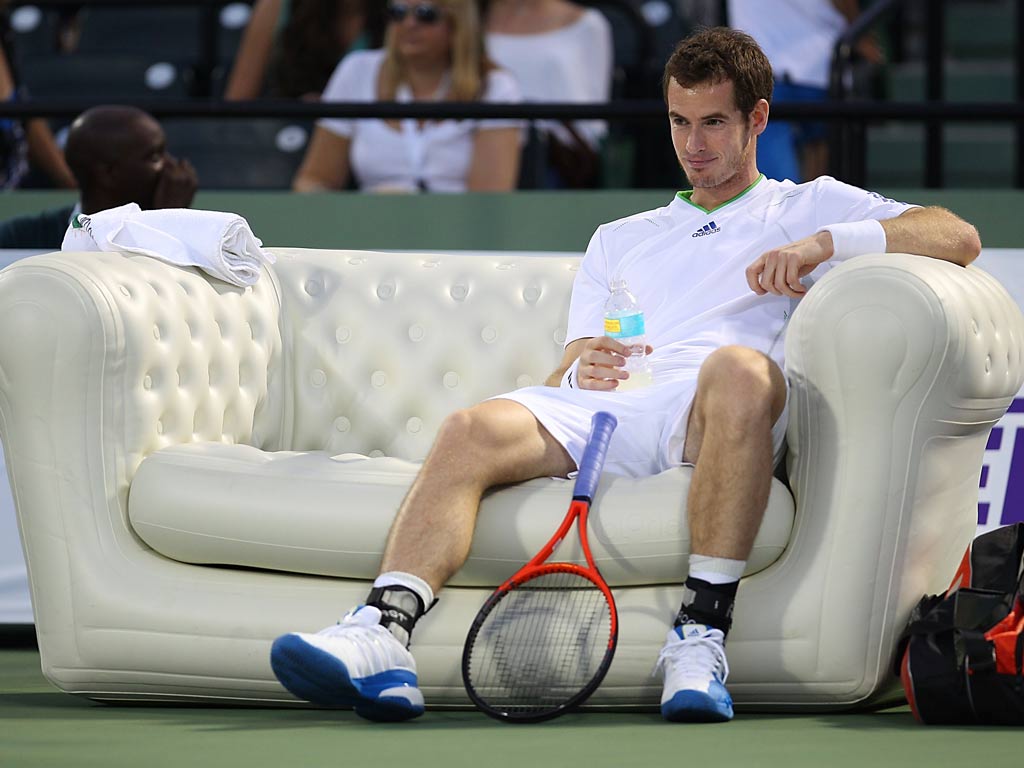 Andy Murray takes a breather in Miami