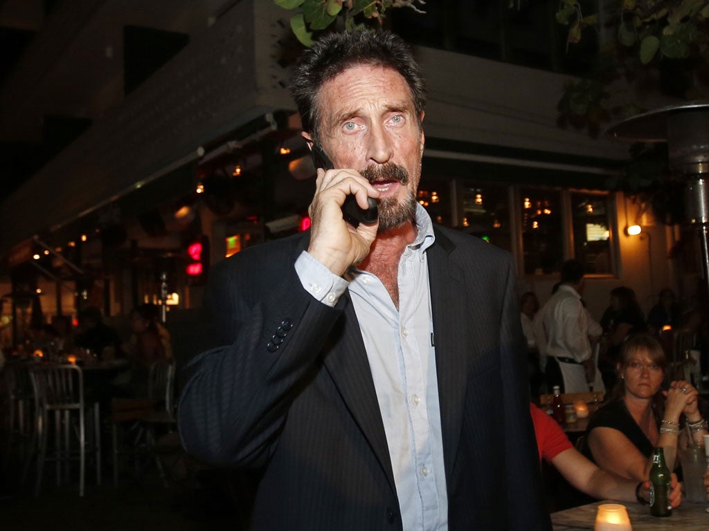 Anti-virus software founder John McAfee has arrived in the US