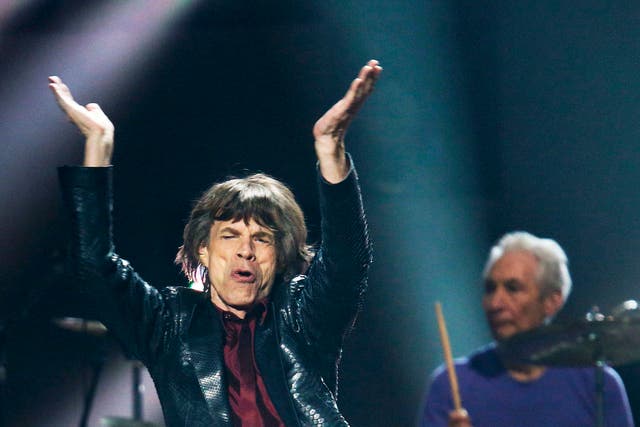 Mick Jagger and the Rolling Stones perform at the 12.12.12 gig