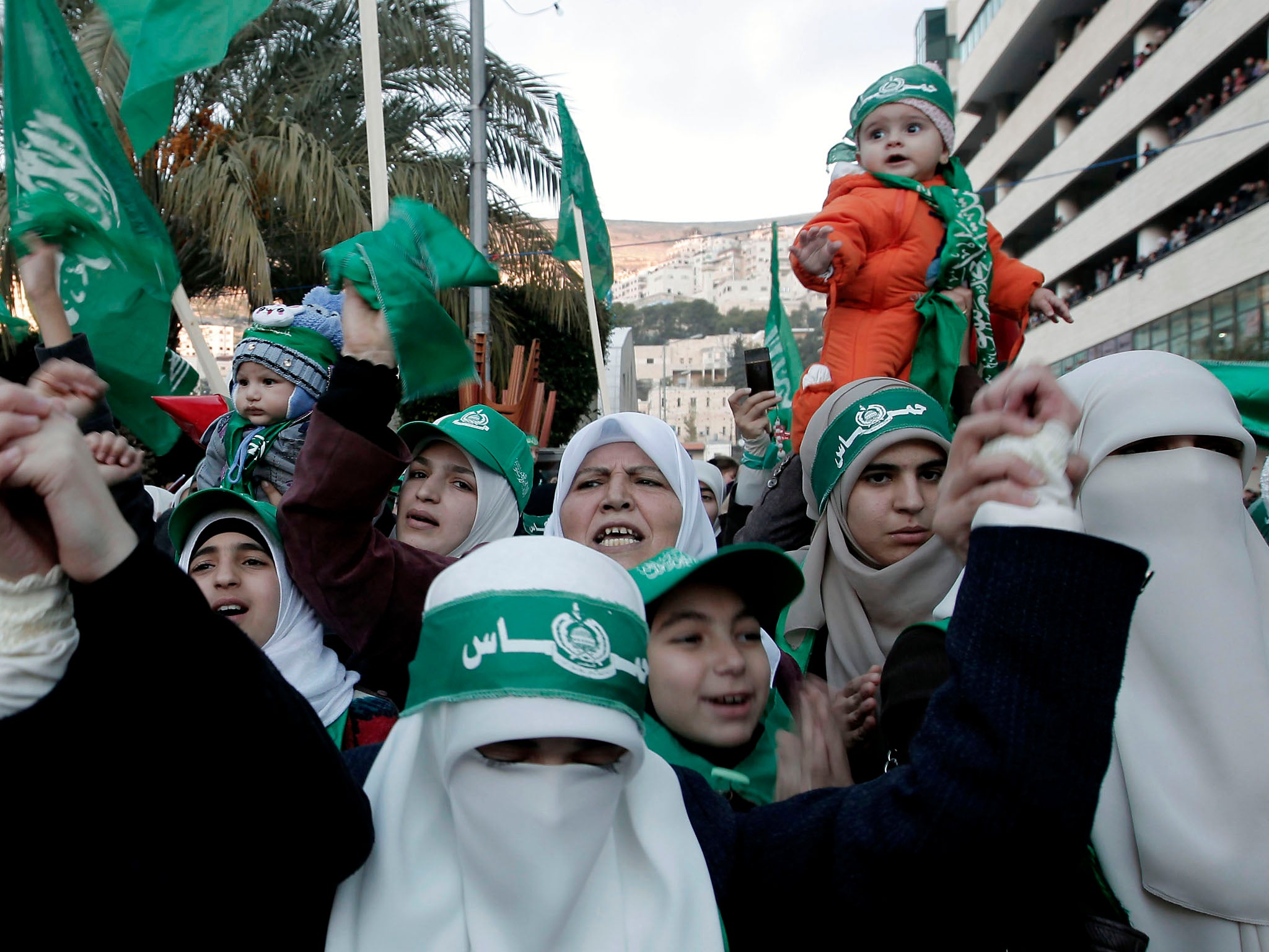 Thousands gathered for the militant Islamist group's first permitted rally in the West Bank in five years