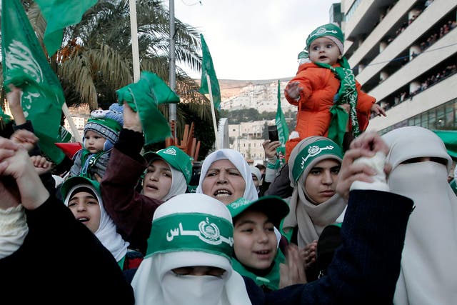 Thousands gathered for the militant Islamist group's first permitted rally in the West Bank in five years