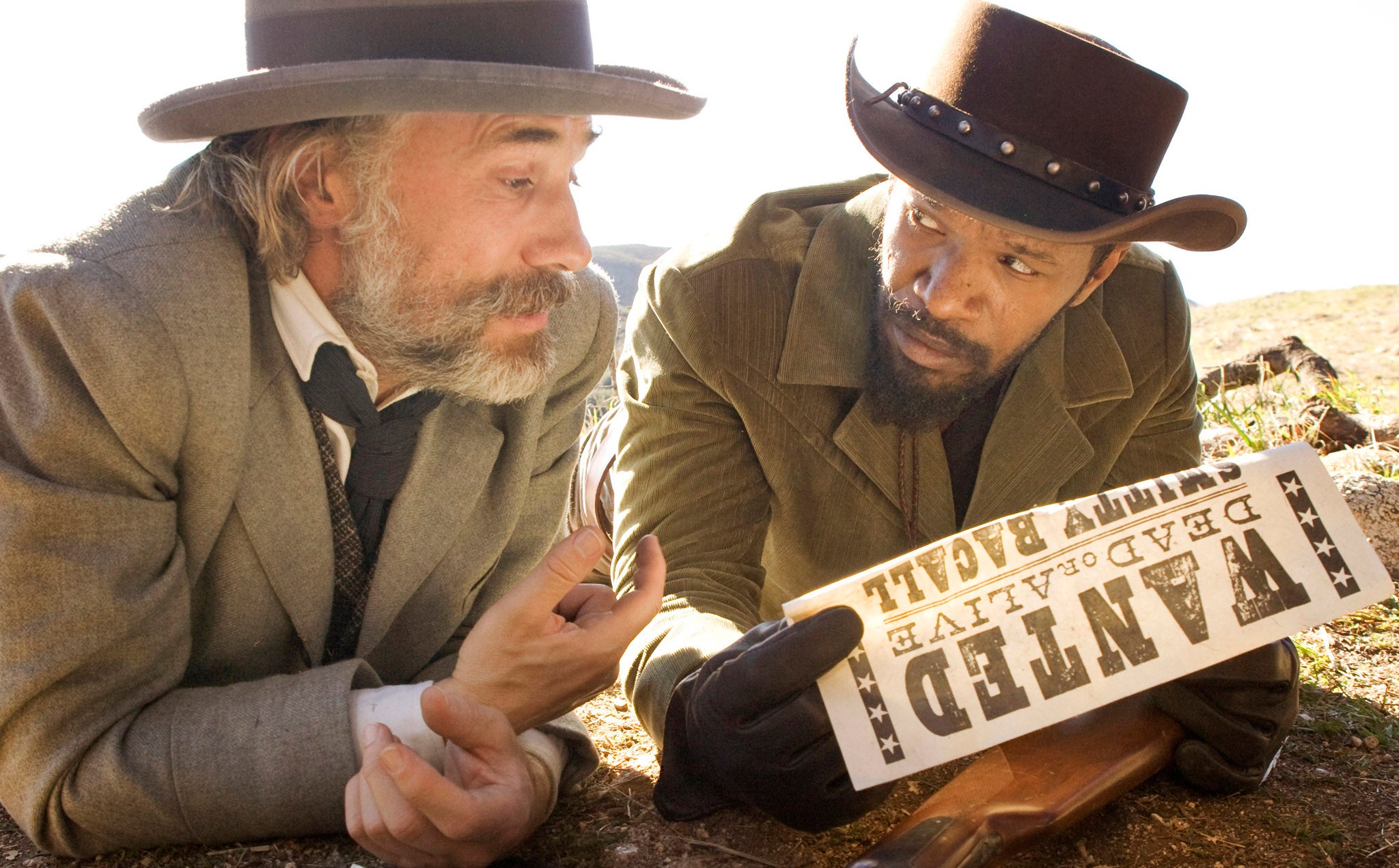 Christoph Waltz as Schultz and Jamie Foxx as Django in the film "Django Unchained," directed by Quentin Tarantino.
