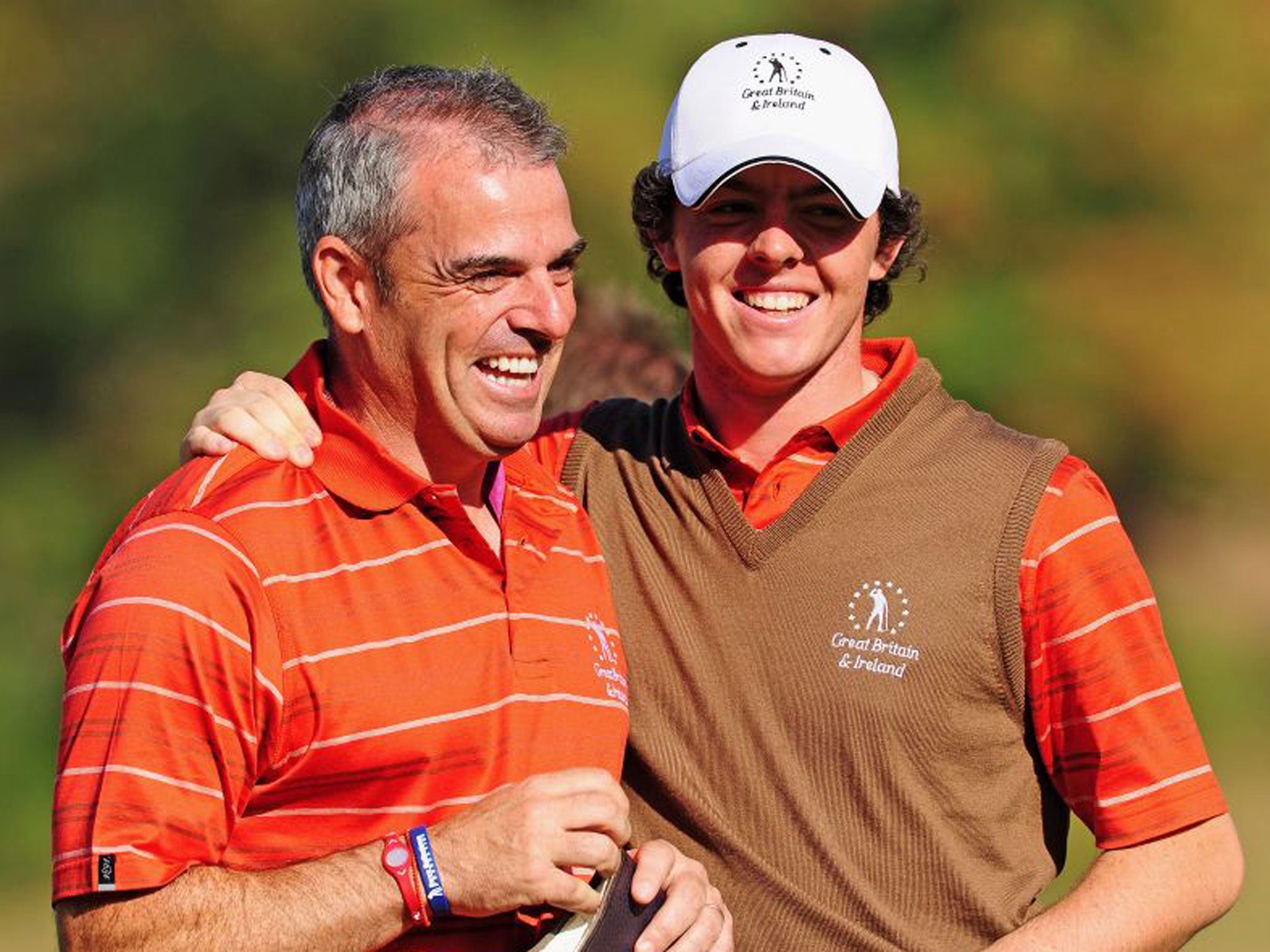 Paul McGinley with Rory McIlroy at the Vivendi Trophy in 2009
