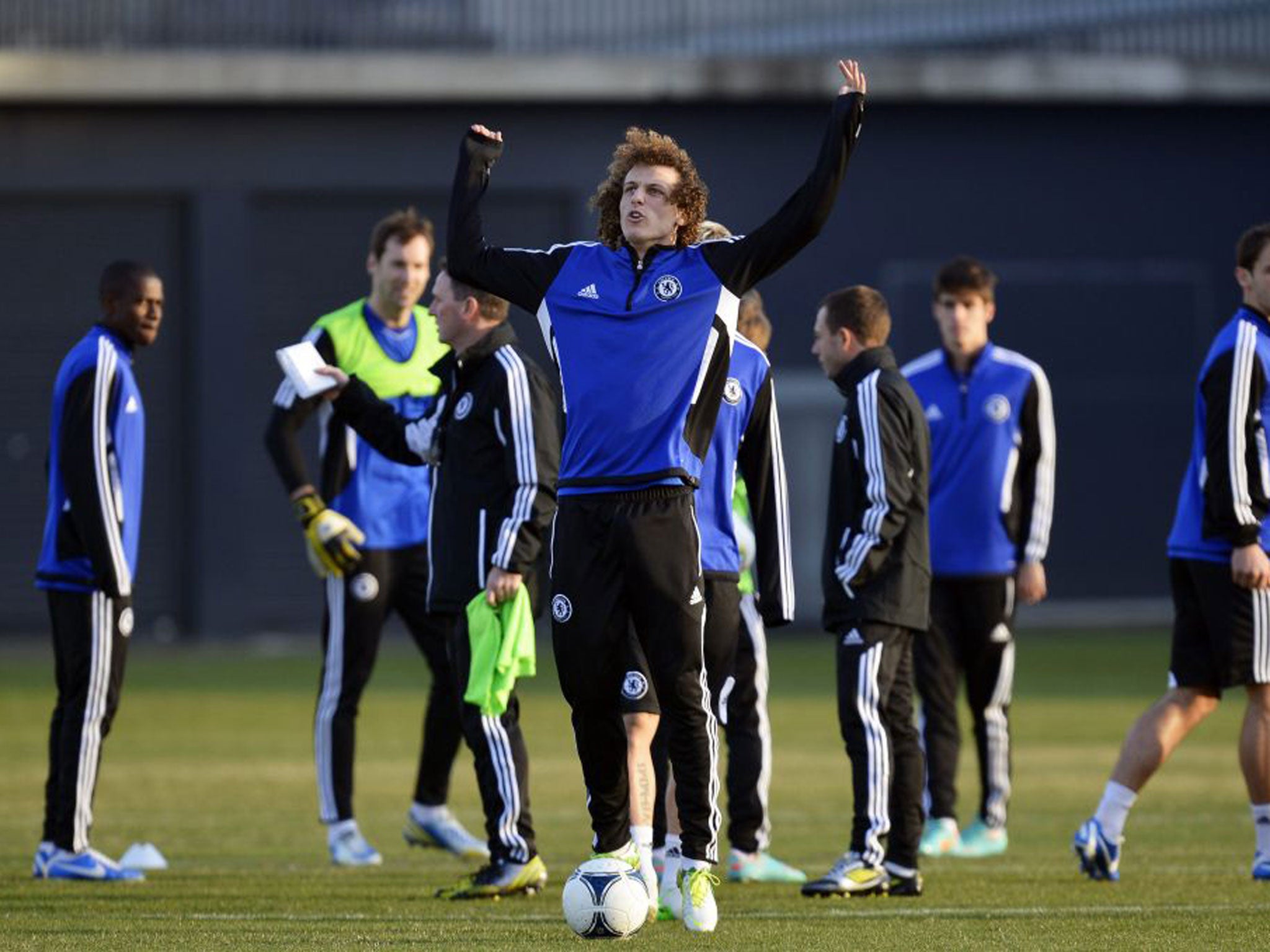 David Luiz trains with Chelsea team-mates ahead of tomorrow’s final in Yokohama