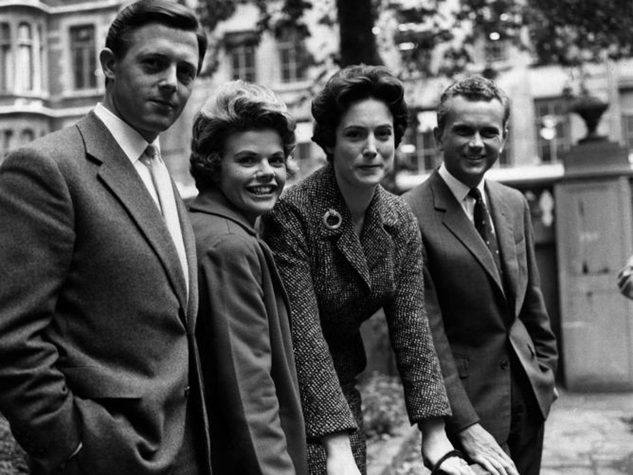 Kendall. right, in 1960 with BBC colleagues Michael Aspel, Judith Chalmers and Nan Winton