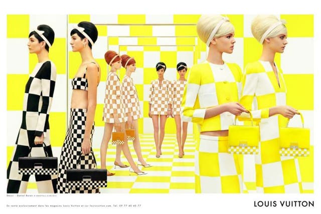 We can't wait for: Check please - It may not seem like it now but winter can't last forever. The just-released ad campaign from Louis Vuitton, shot by Steven Meisel with a set designed by artist Daniel Buren, is a zingy reminder that spring will soon be here.