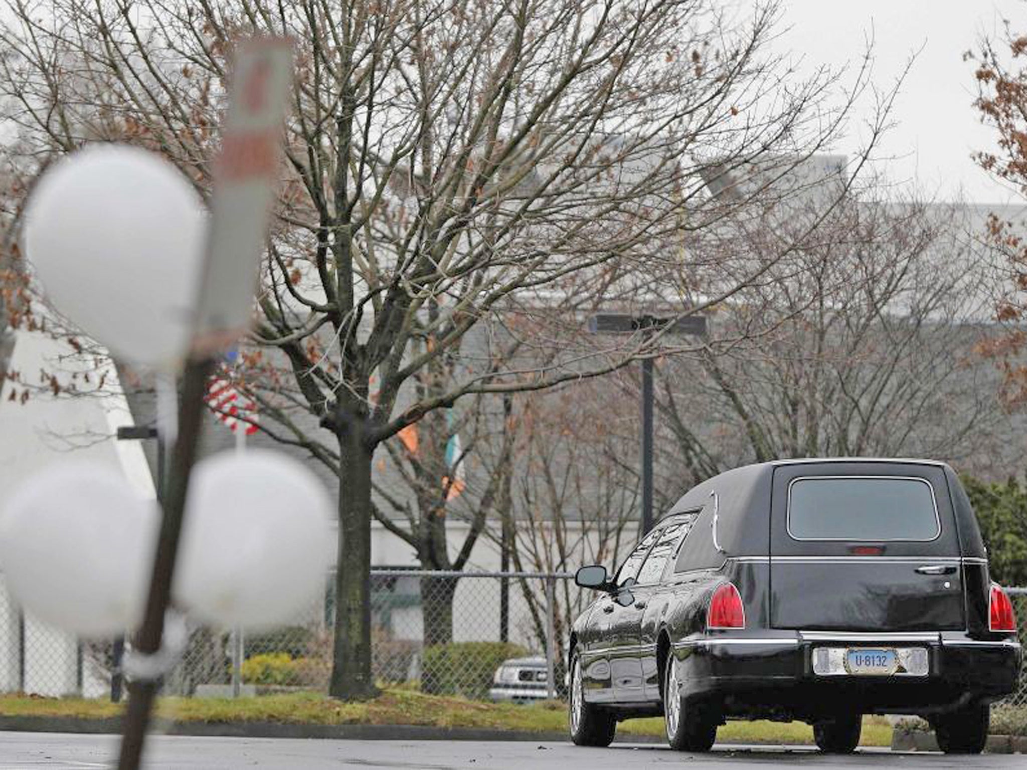 The hearse of Sandy Hook Elementary school victim Noah Pozner