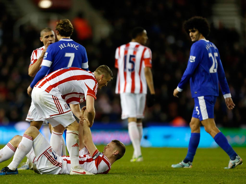 Marouane Fellaini was involved in an altercation with Ryan Shawcross