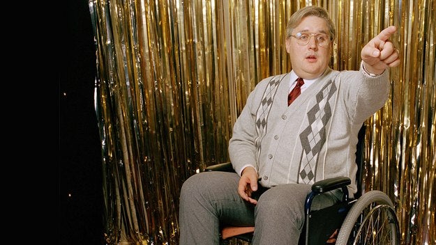 Wheelchair-bound club owner Brian Potter in Peter Kay's Phoenix Nights