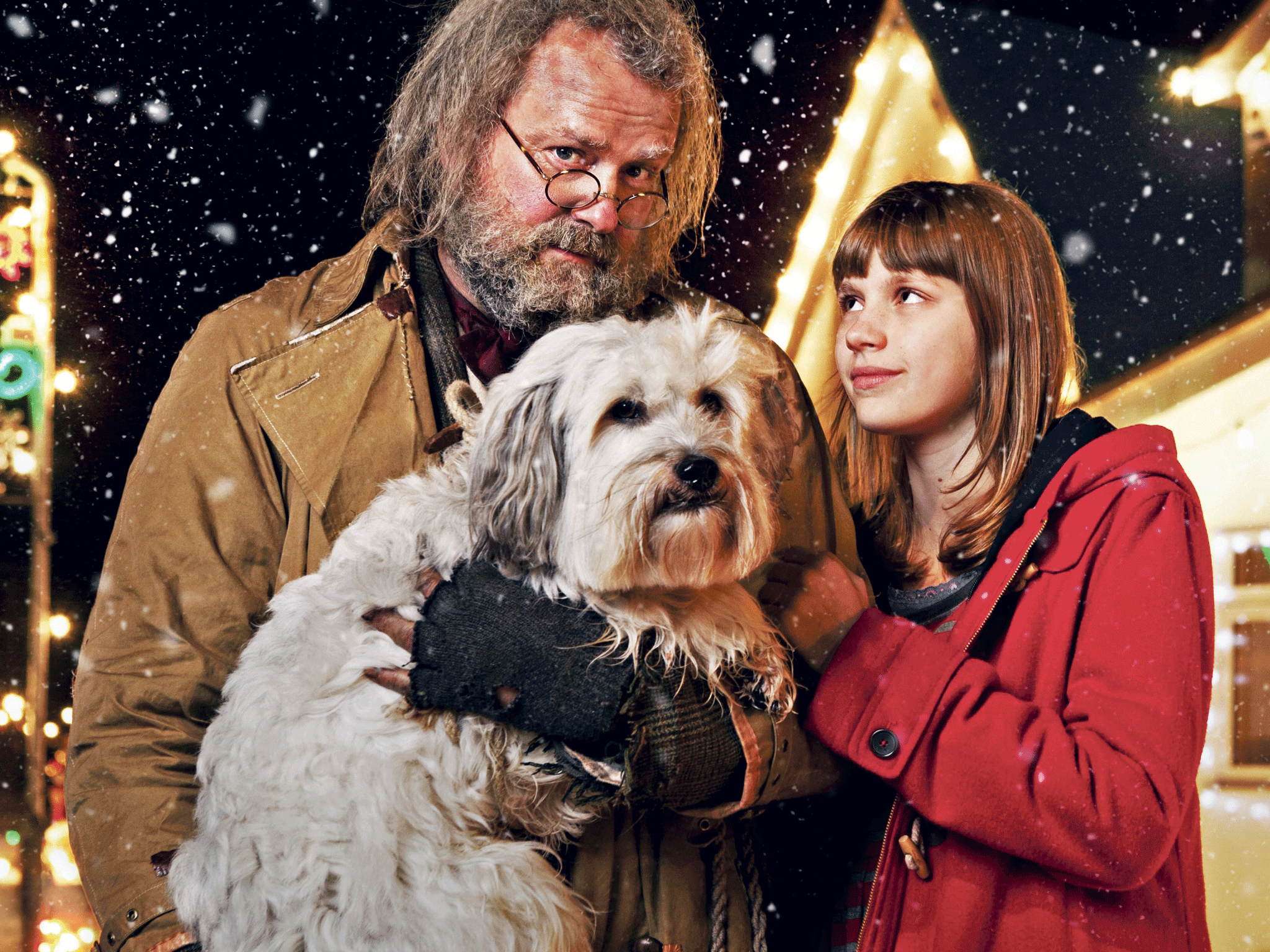 The gentleman is a tramp: Hugh Bonneville with Nell Tiger Free and Pudsey in 'Mr Stink'