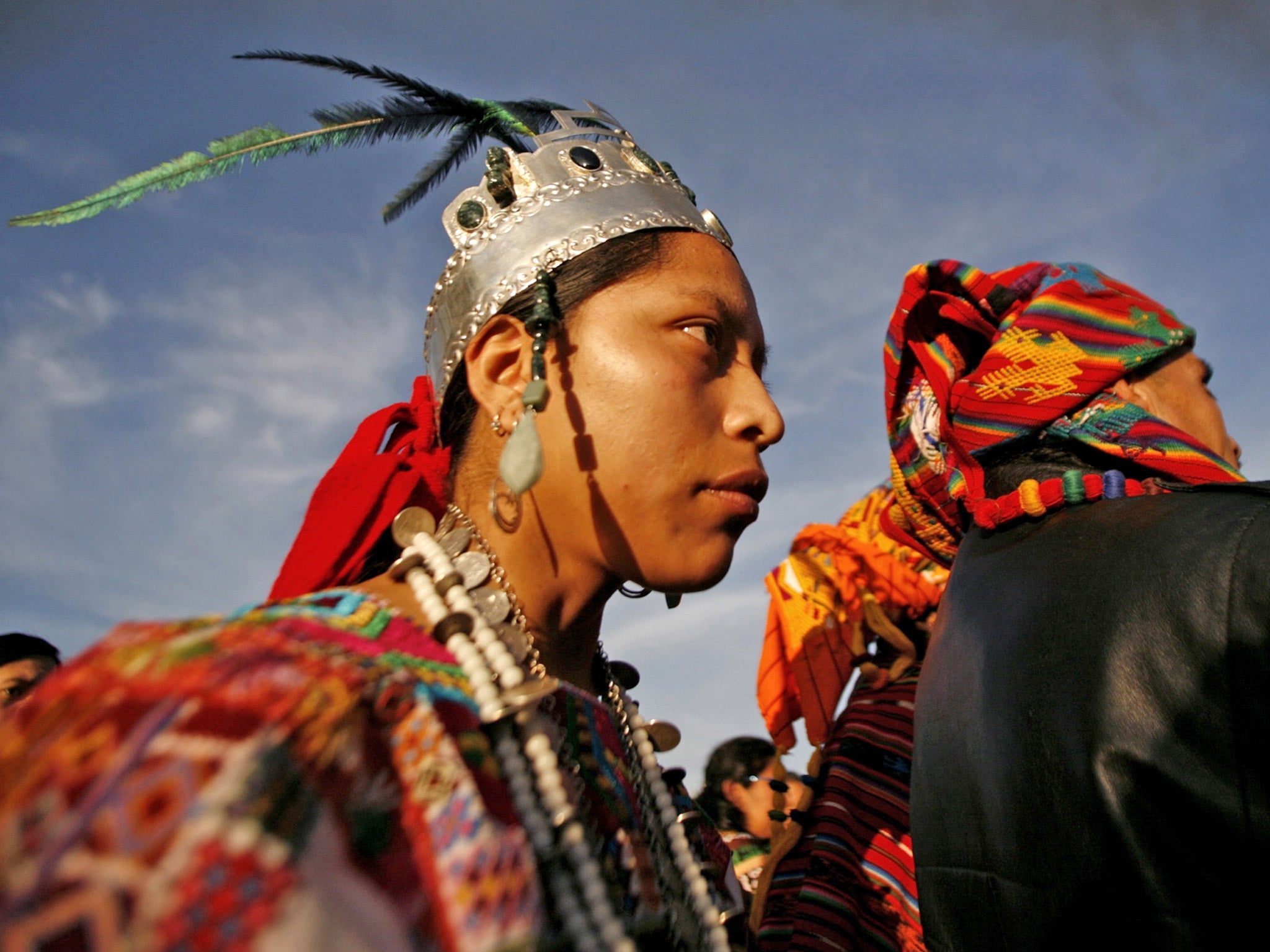 Indigenous Mayan people at a ceremony outside Guatemala City