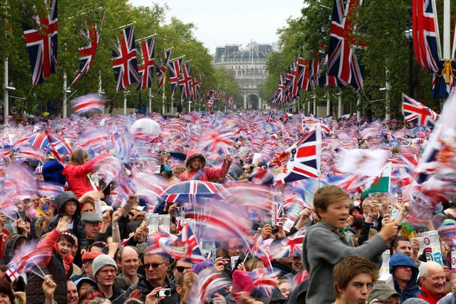 Revellers on the Mall celebrate the Diamond Jubilee