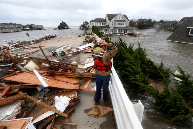 Hurricane Sandy tears through a town in New Jersey