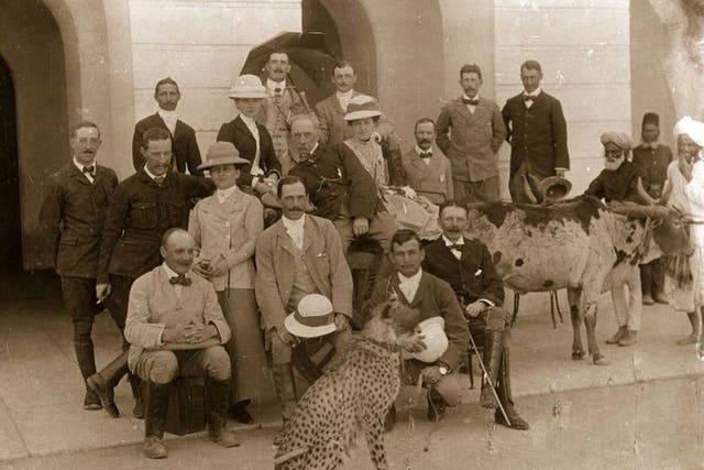 Colonial correctives: the British Raj in Secunderabad, near Hyderabad, with a pet cheetah