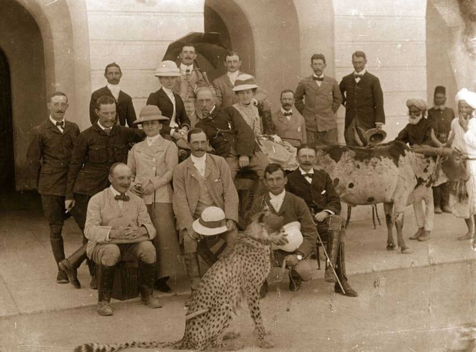 Colonial correctives: the British Raj in Secunderabad, near Hyderabad, with a pet cheetah