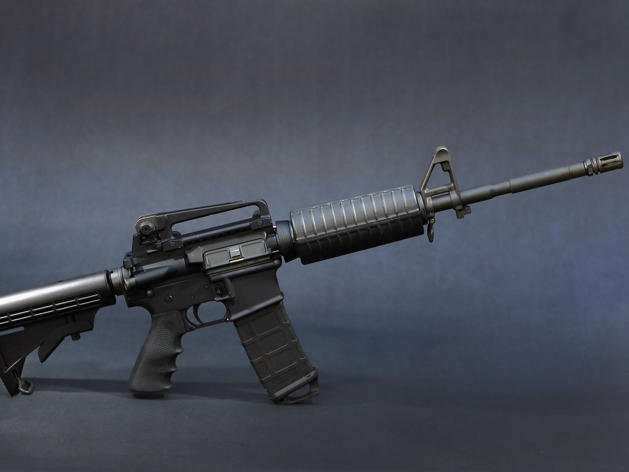 A Rock River Arms AR-15 rifle. The weapon is similar in style to the Bushmaster AR-15 rifle that was used during a massacre at an elementary school in Newtown, Connecticut. Firearm sales have surged recently as speculation of stricter gun laws and a re-in