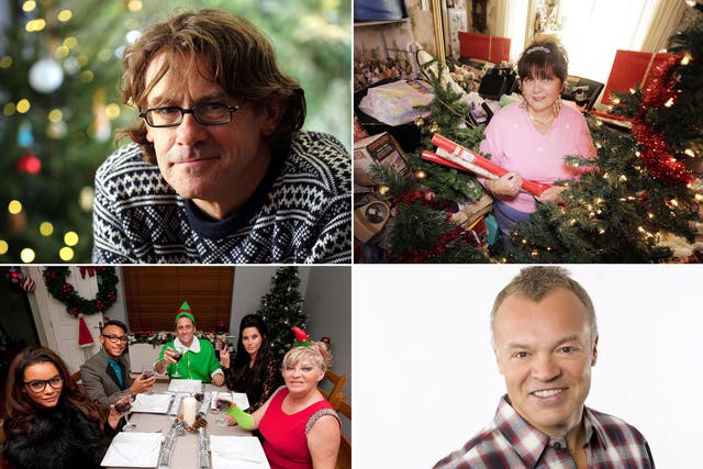 From left: Nigel Slater, The Hoarder Next Door at Christmas, Come Dine With Me at Christmas, and Graham Norton