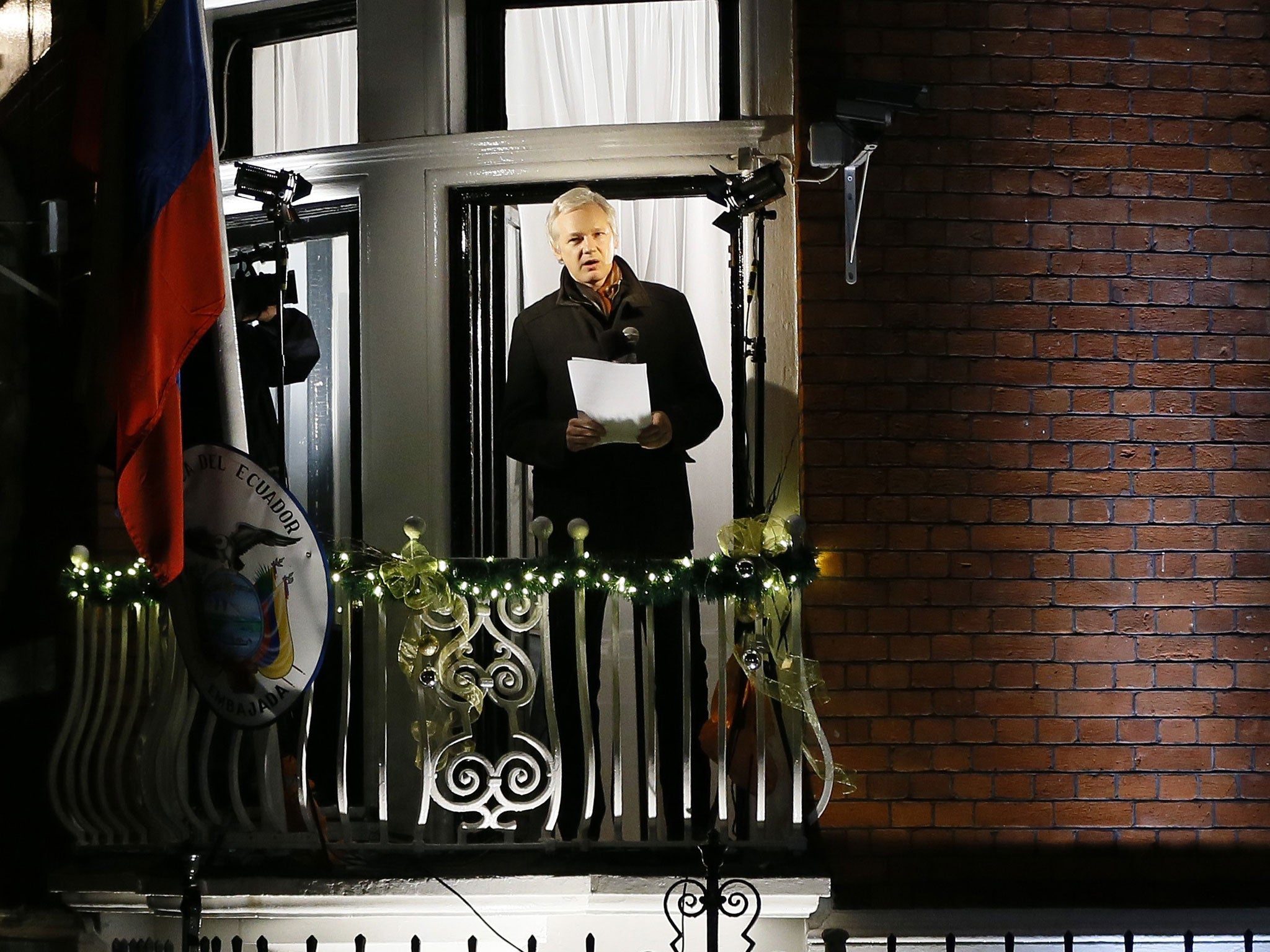 Julian Assange at the embassy last night