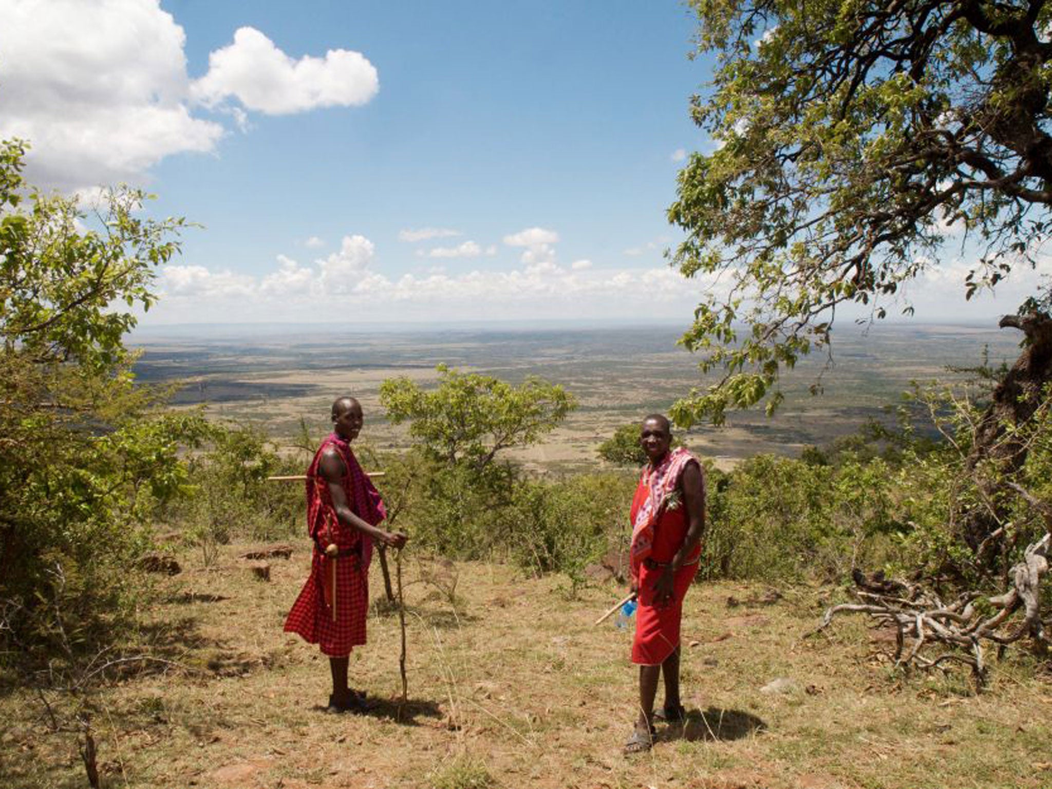 New friends: Maasai villagers Shinka and Taiyio