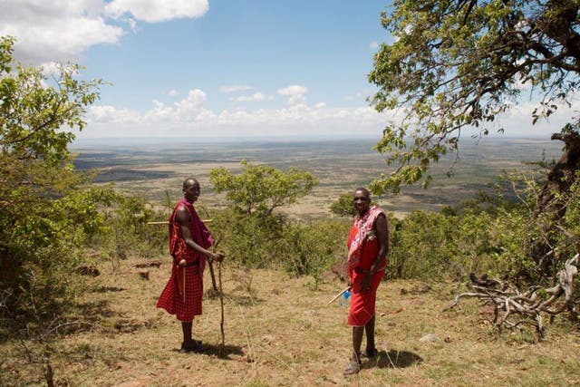 New friends: Maasai villagers Shinka and Taiyio