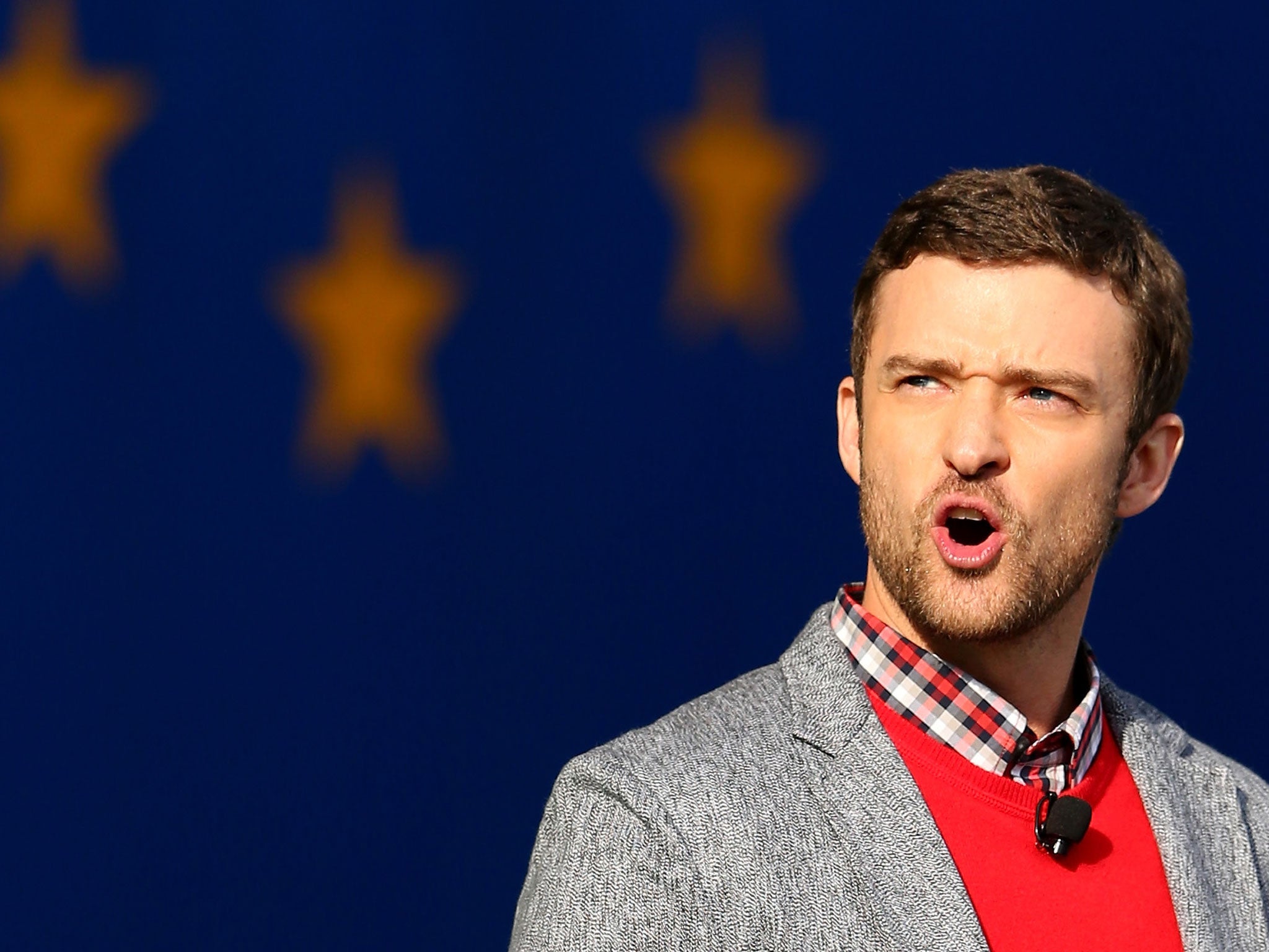 Justin Timberlake during the Opening Ceremony for the 39th Ryder Cup on September 27, 2012 in Medinah, Illinois.