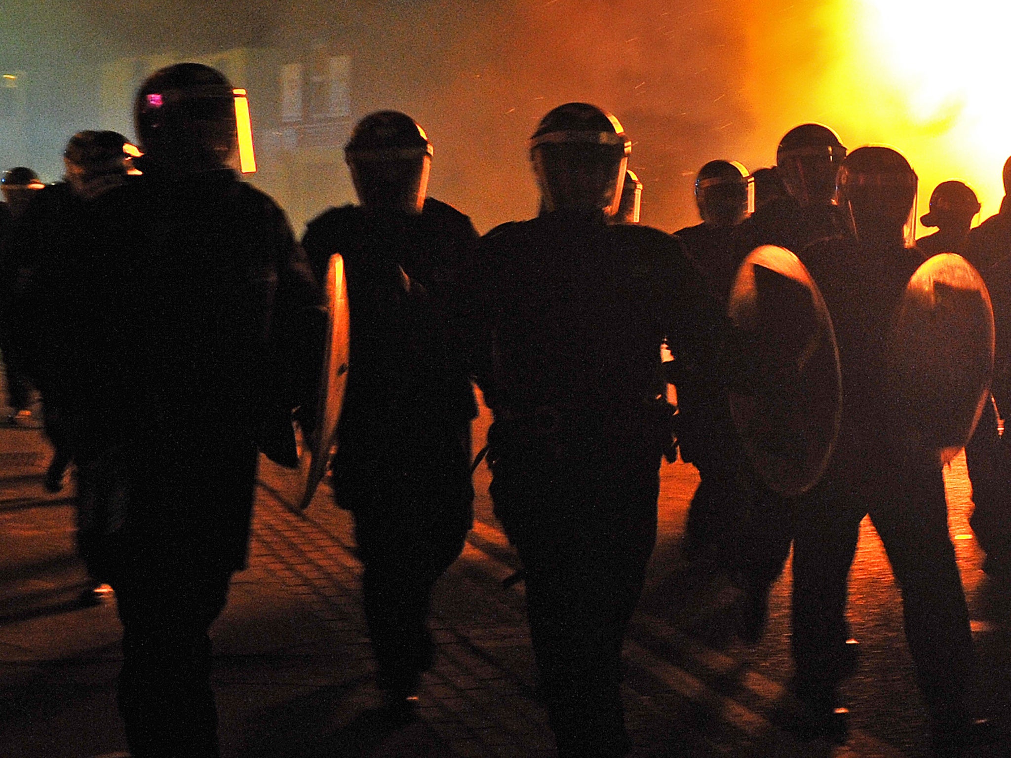 Riot police during the August 2011 London riots