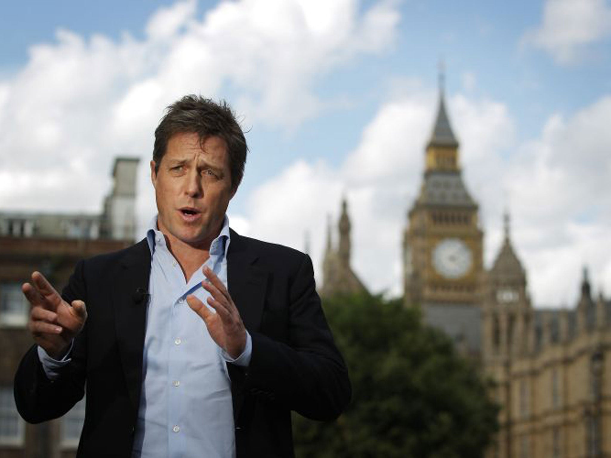 Hugh Grant said he would donate the damages to the Hacked Off campaign