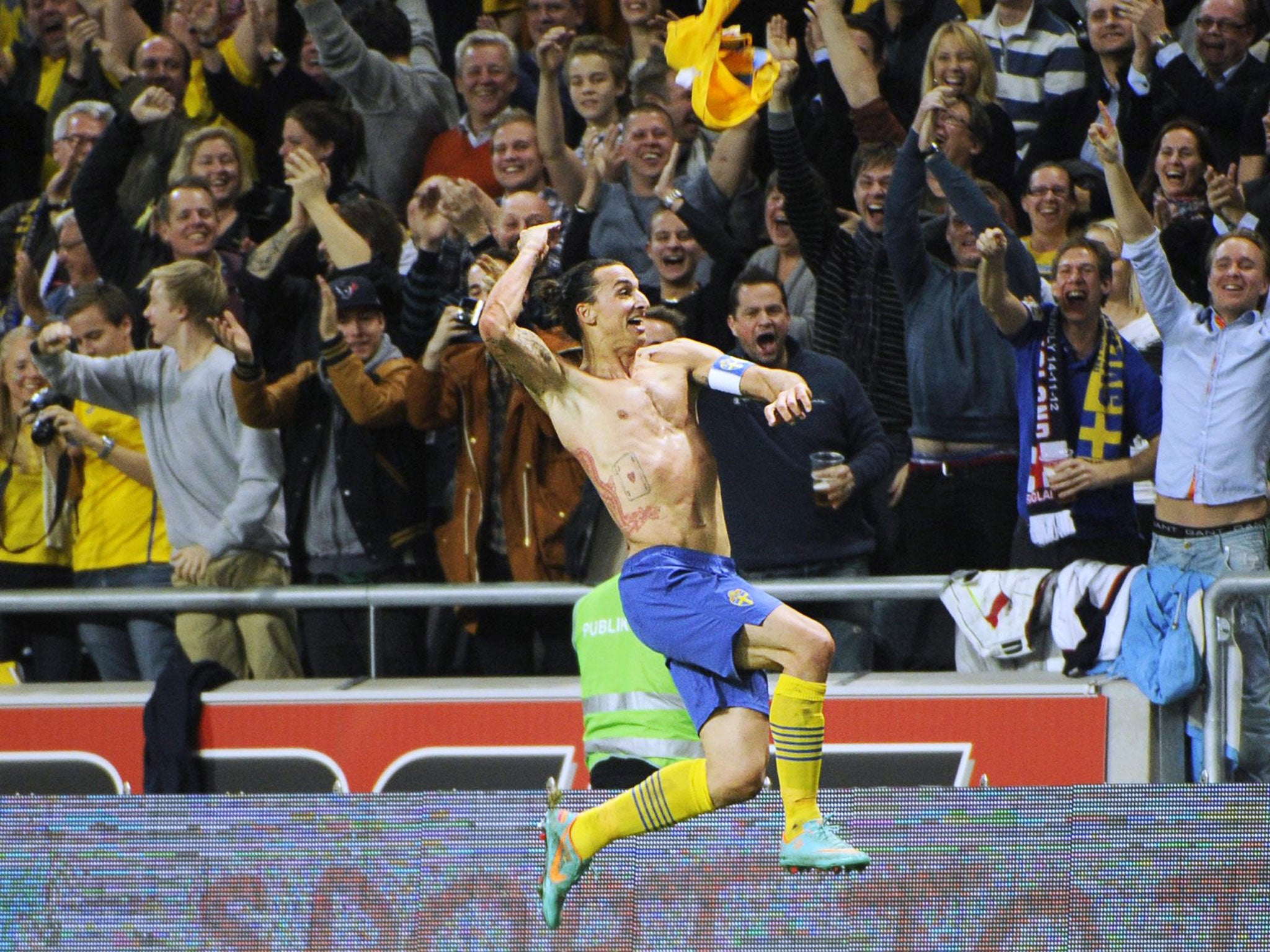 Zlatan Ibrahimovic, Sweden v England, November, selected by Sam Wallace It would have been hard enough to pull off if he was facing goal with the ball sitting up nicely for him to hit. To lob Joe Hart with an overhead kick executed with his ba