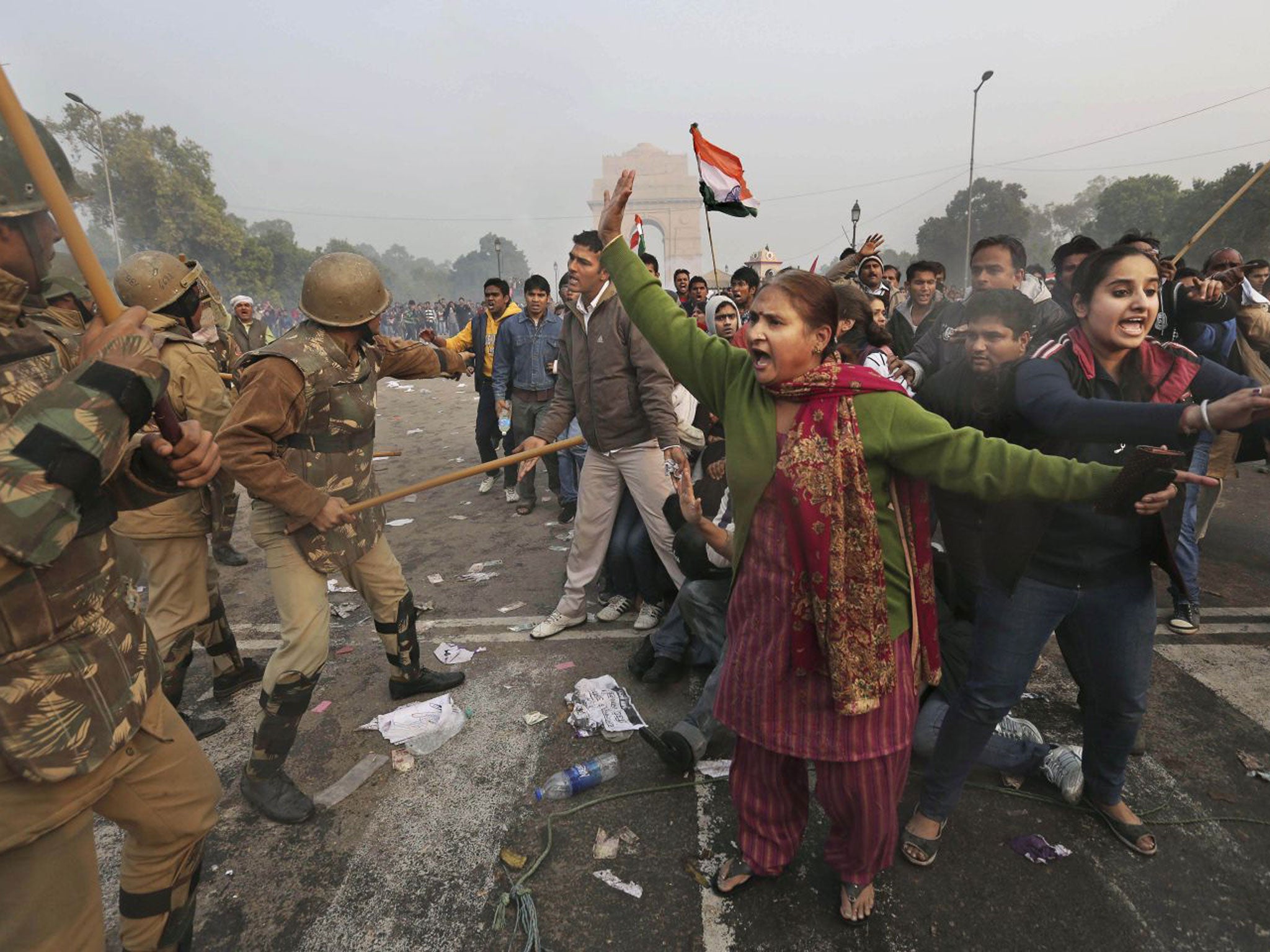 Angry protesters encounter a violent response from police in New Delhi while urging swift punishment for a gang of alleged rapists