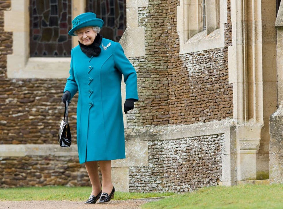 Queen Elizabeth II leaves following the Royal family Christmas Day church service at St Mary Magdalene Church in Sandringham