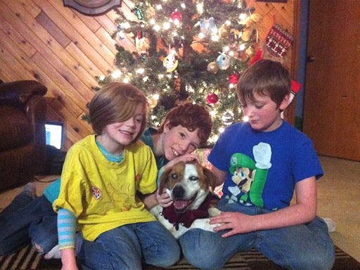 The Grapengeter children with Abby the dog