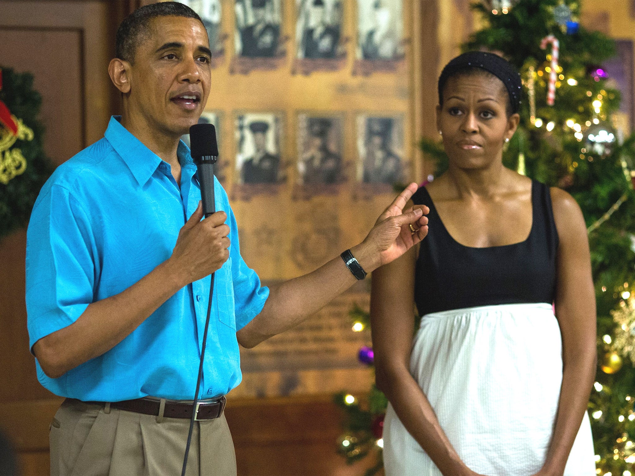 Barack and Michelle Obama in Hawaii on Christmas Day