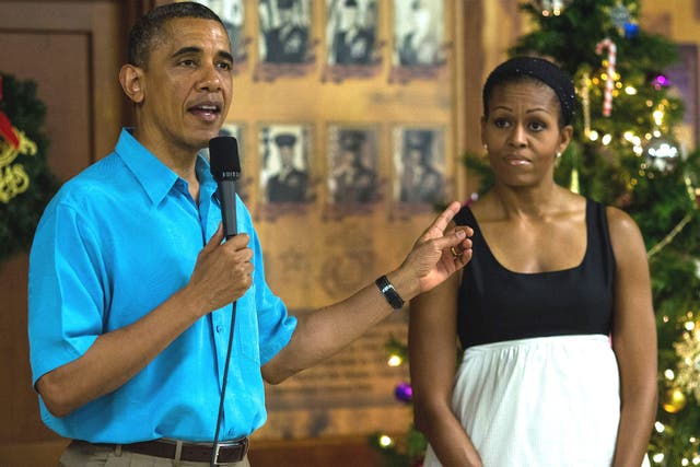 Barack and Michelle Obama in Hawaii on Christmas Day