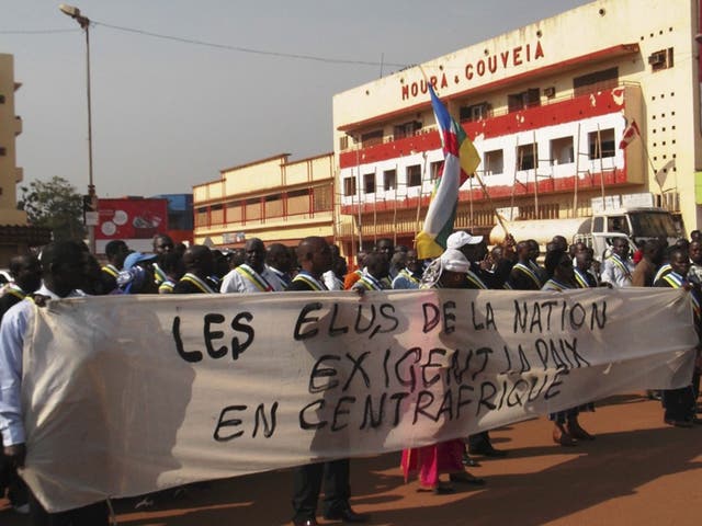 Protesters in the Central African Republic capital, Bangui, demanding the French do more to help stop the rebel advance