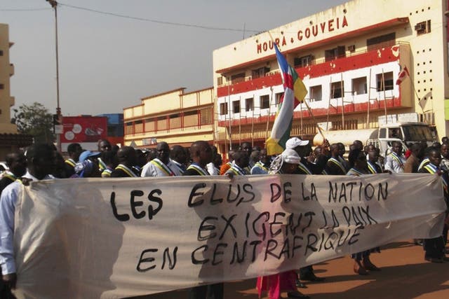 Protesters in the Central African Republic capital, Bangui, demanding the French do more to help stop the rebel advance
