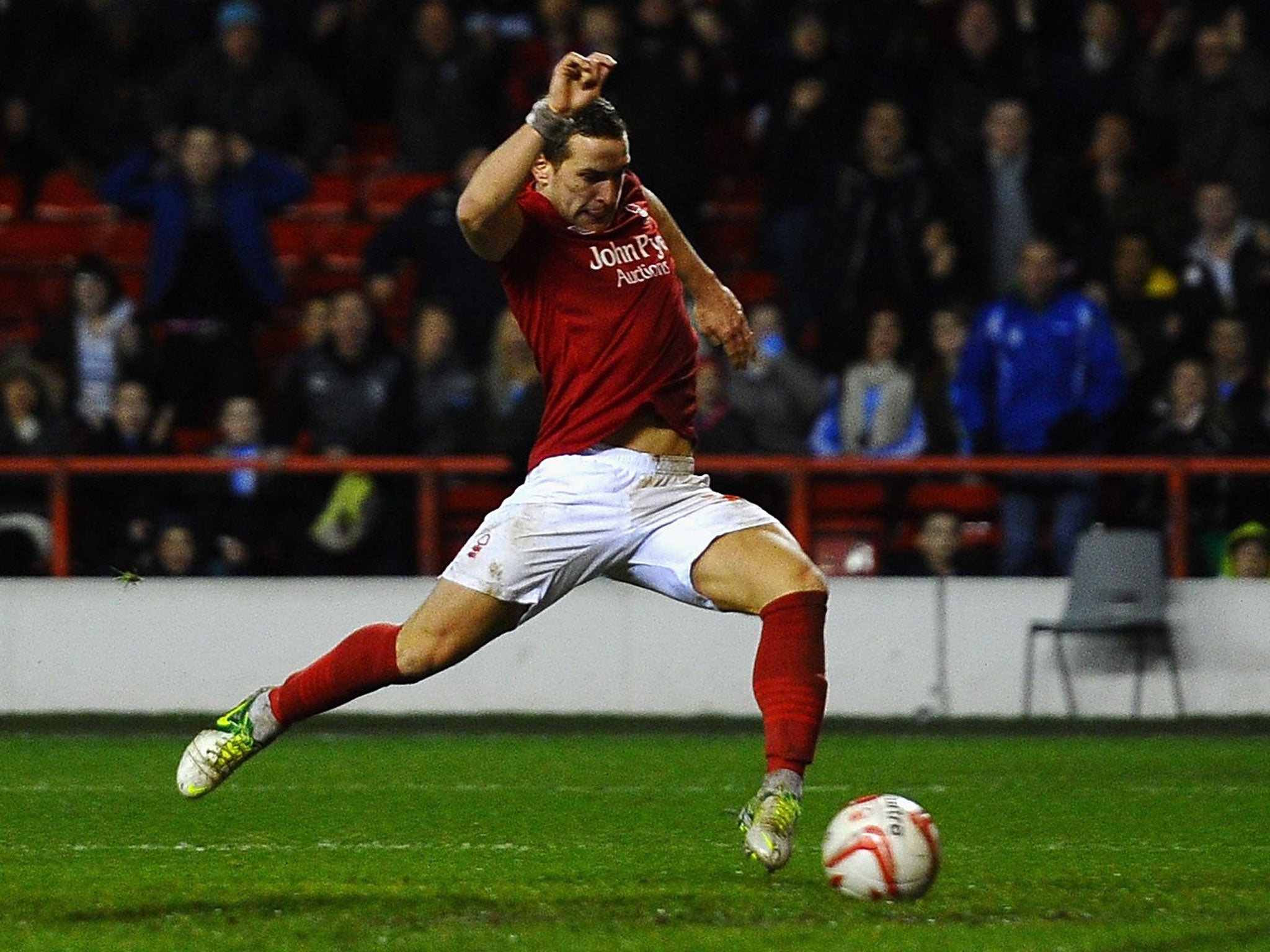Sharp shooter: Billy Sharp scores the equaliser for Forest in added time