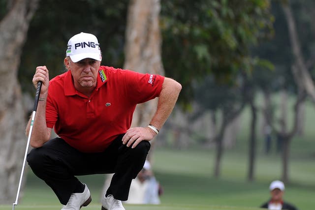Miguel Angel Jimenez broke his leg in a skiing accident