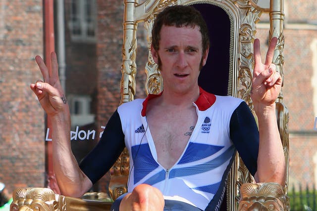 Bradley Wiggins holds court after winning the Olympic time trial