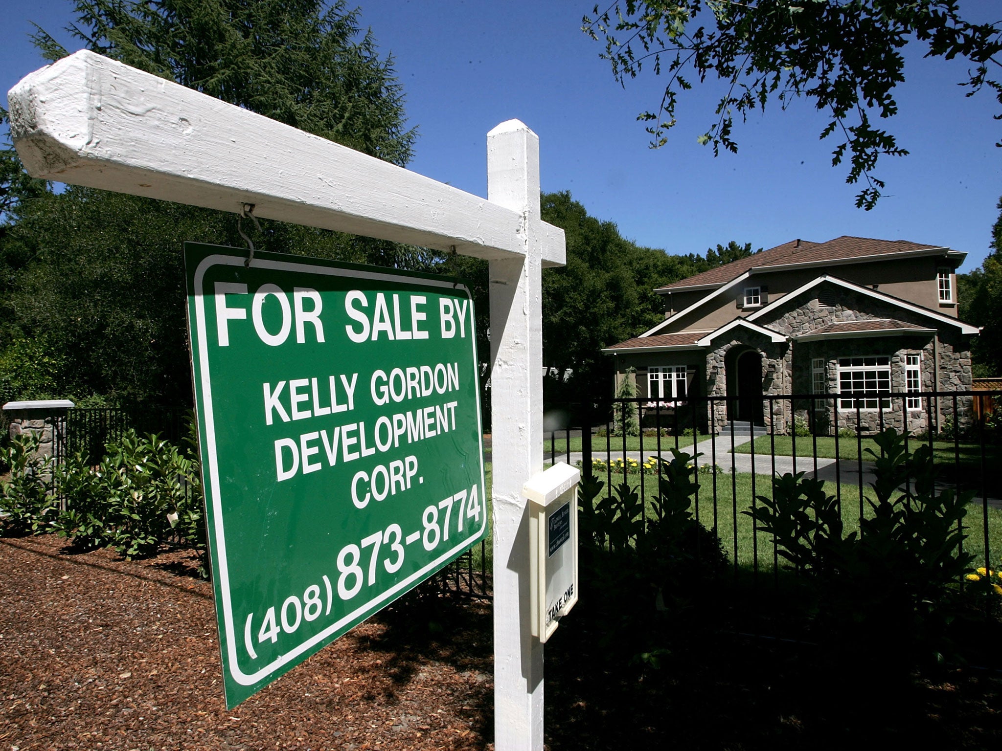 A mansion style home is seen for sale July 12, 2005 in Atherton, California.