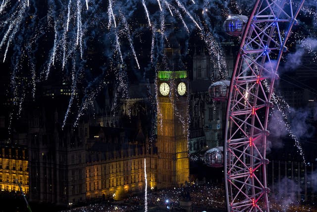 New Year fireworks above London's Houses of Parliament