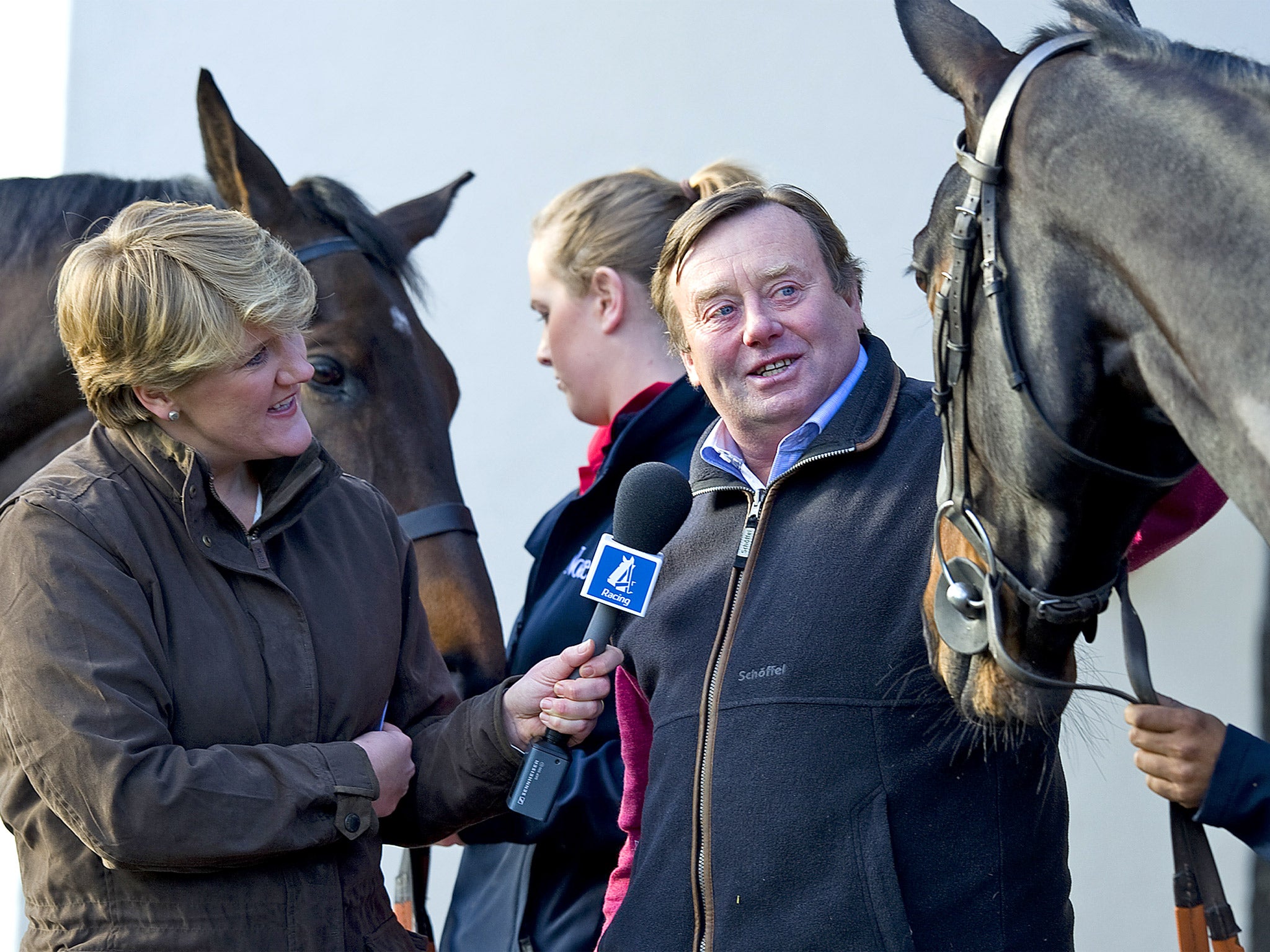 Channel 4’s Clare Balding talks to trainer Nicky Henderson