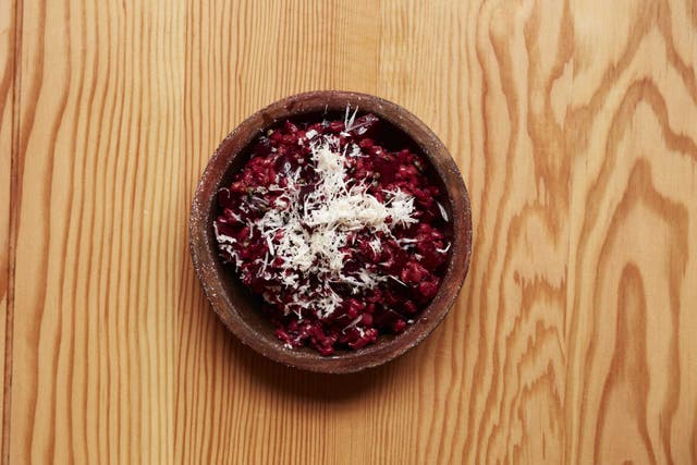 Beetroot spelt with horseradish can be served hot or cold