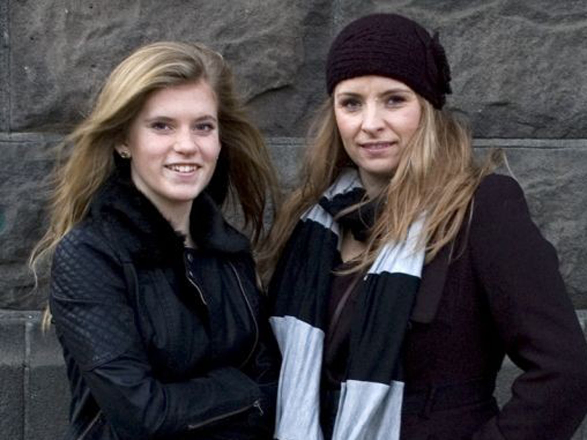 Blaer Bjarkardottir, 15, left, and her mother, Bjork Eidsdottir, outside a court building in Reykjavik