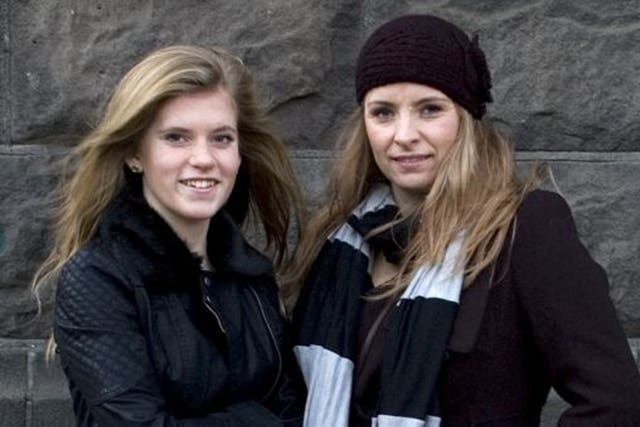 Blaer Bjarkardottir, 15, left, and her mother, Bjork Eidsdottir,  outside a court building in Reykjavik